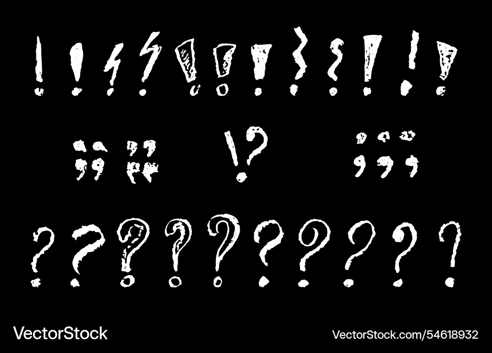 Set of exclamation question and quotation marks Set of exclamation question and quotation marks Vector Image