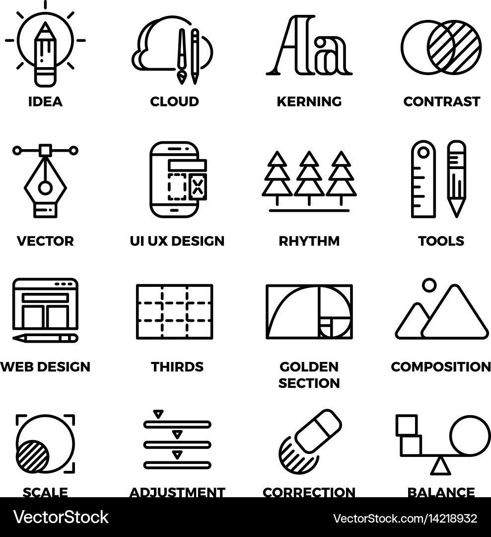 Sketching & UI/UX Tools vector image