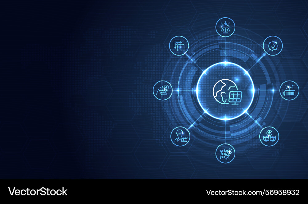 Solar panel array for clean energy global Vector Image