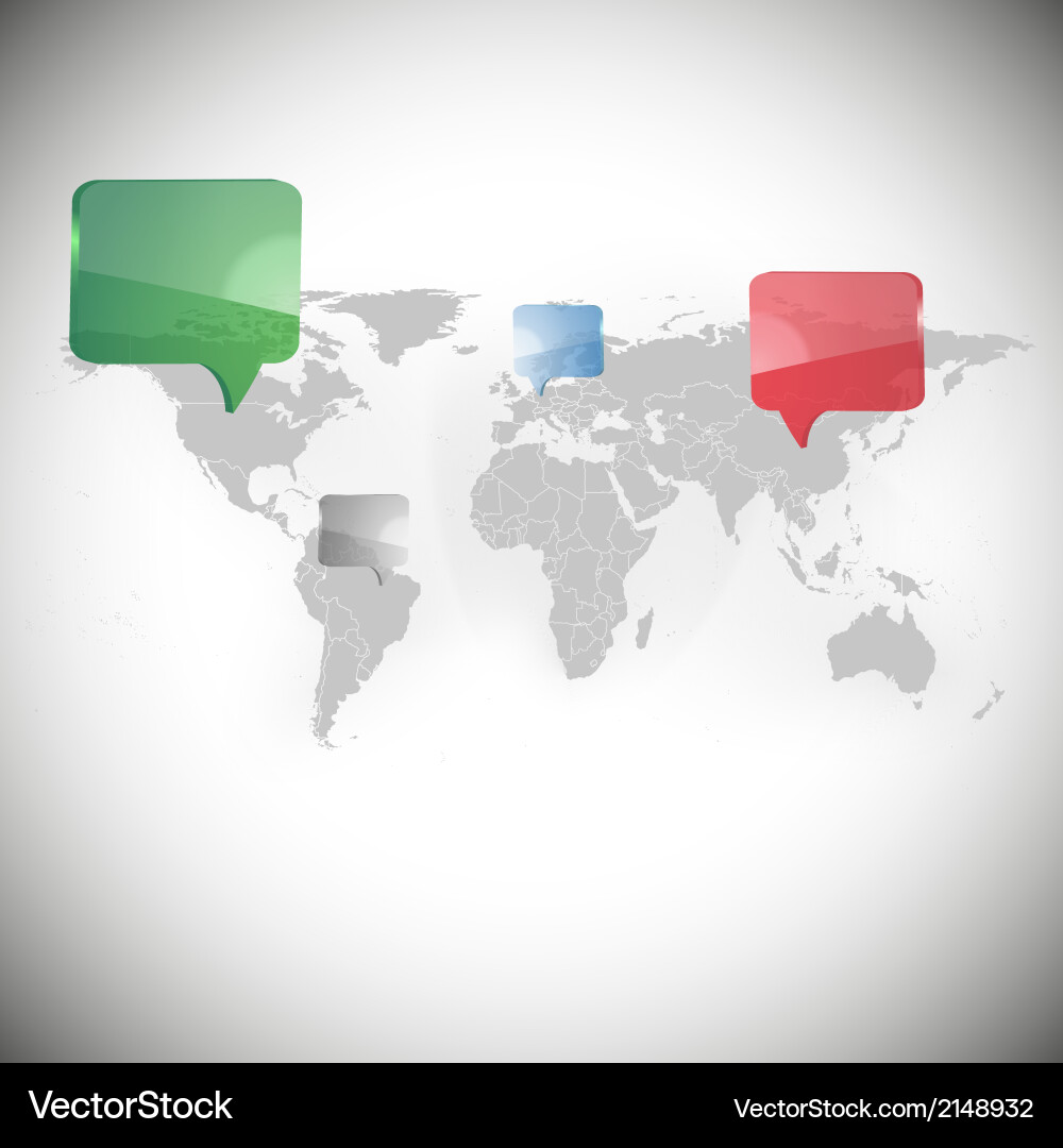 World map with dialog boxes background vector image