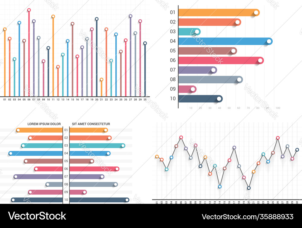 Bar and line charts Bar and line charts vector image