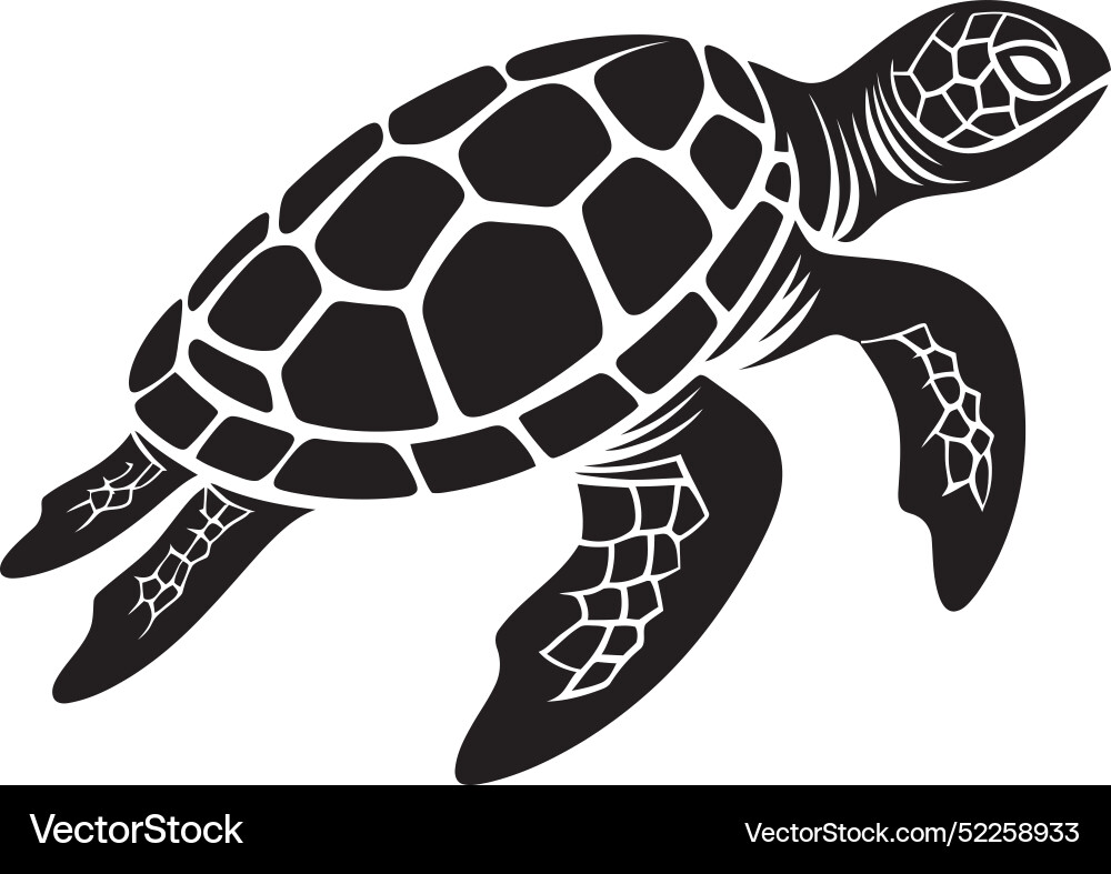Black and white turtle icongraceful Black and white turtle icongraceful vector image