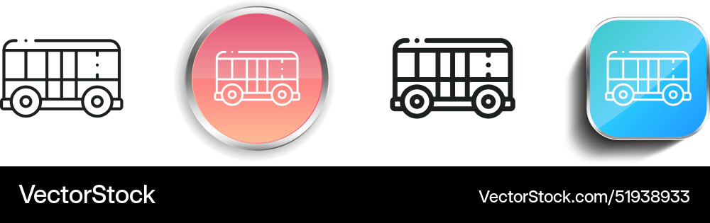Bus icon thin linear regular and button style Bus icon thin linear regular and button style vector image