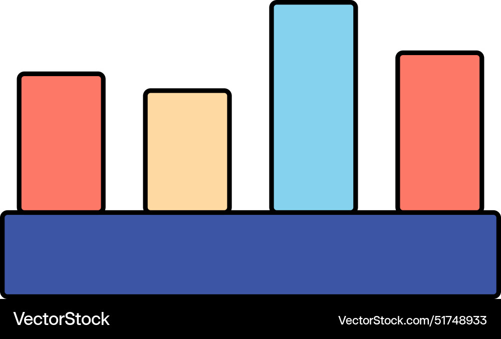 Colorful bar graph icon representing data Vector Image