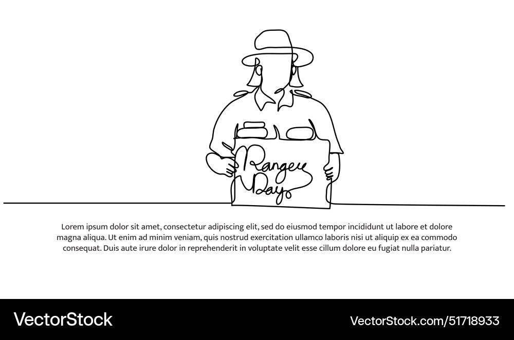 Continuous one line design of day ranger Vector Image