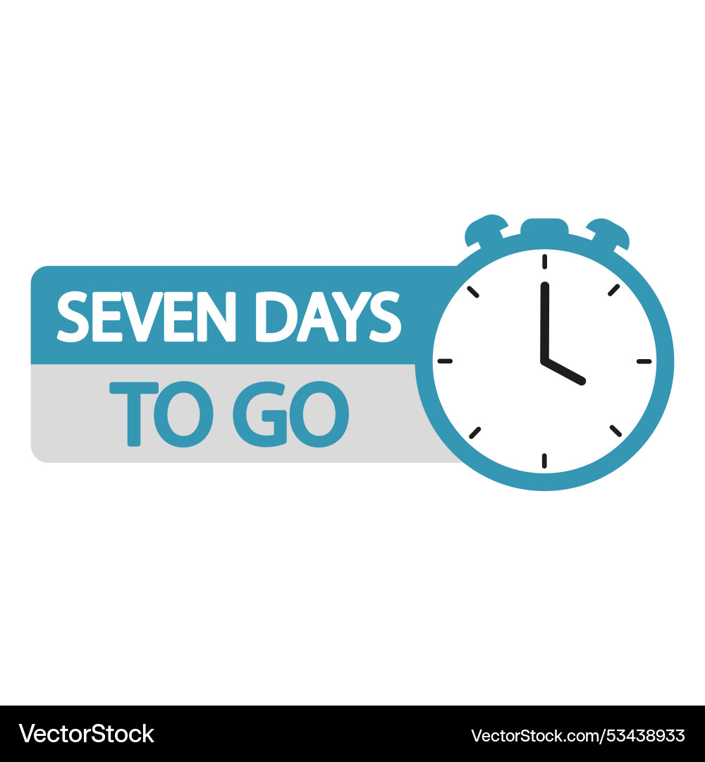 Countdown timer bold 7 days to go text seven day Countdown timer bold 7 days to go text seven day vector image
