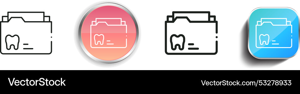 Dental record icon thin linear regular and button Dental record icon thin linear regular and button vector image