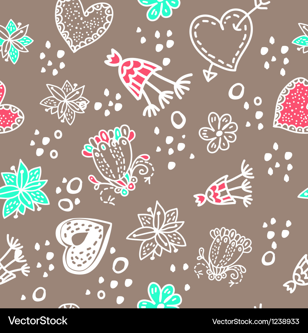 Doodle floral seamless pattern vector image