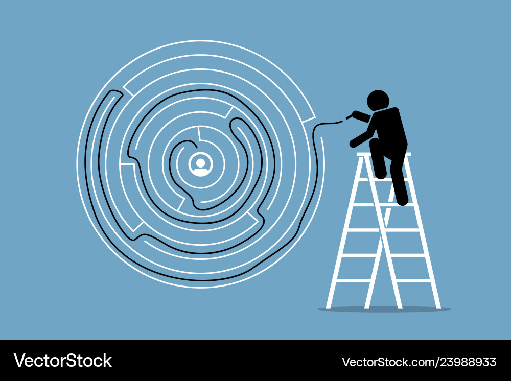 Man successfully finds the solution and way out Man successfully finds the solution and way out vector image