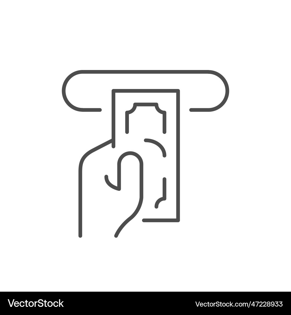 Money withdrawal line outline icon Money withdrawal line outline icon vector image