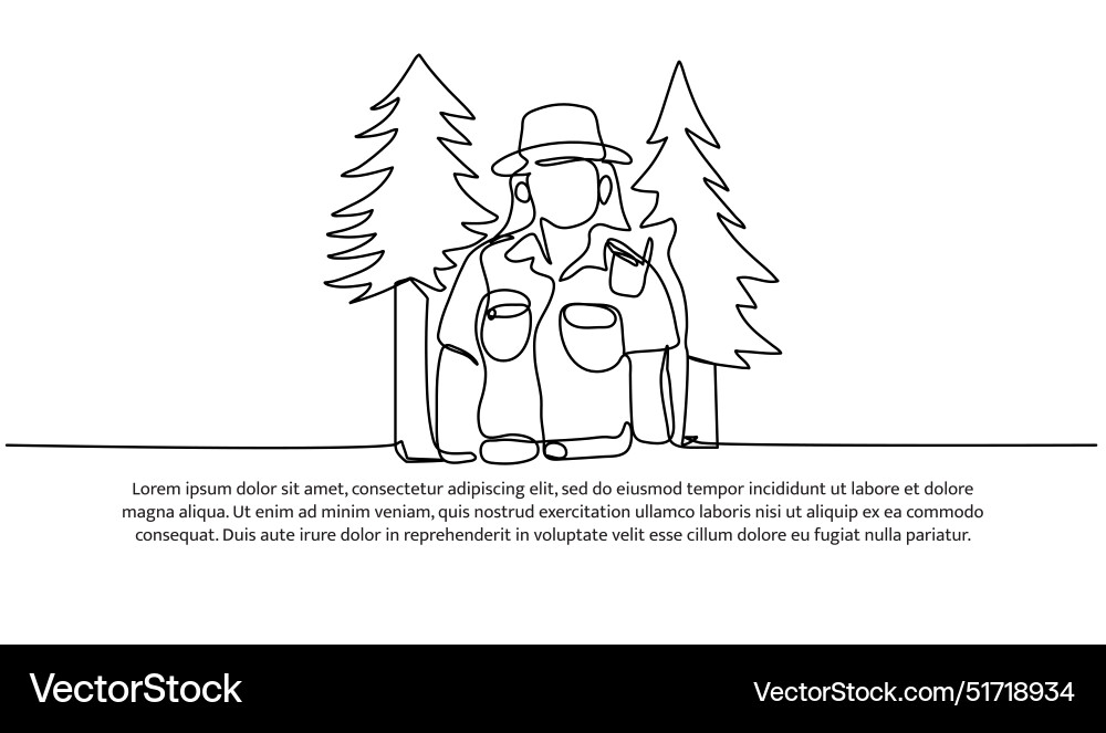 Continuous one line design of forest Vector Image