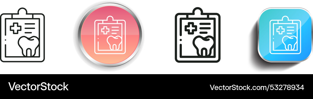 Dental report icon thin linear regular and button Vector Image