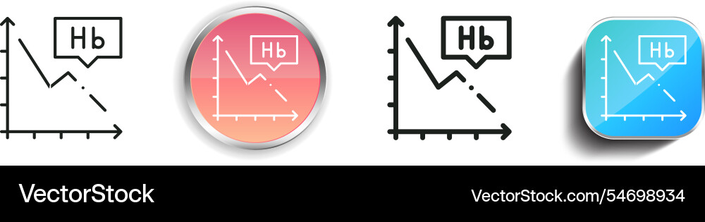 Hemoglobin icon thin linear regular and button Hemoglobin icon thin linear regular and button vector image