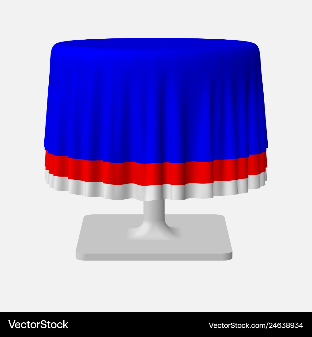 Isolated blank round table with tablecloth in red Isolated blank round table with tablecloth in red vector image
