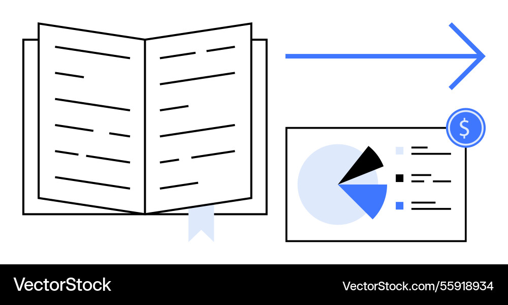 Knowledge transfer represented by an open book Knowledge transfer represented by an open book Vector Image