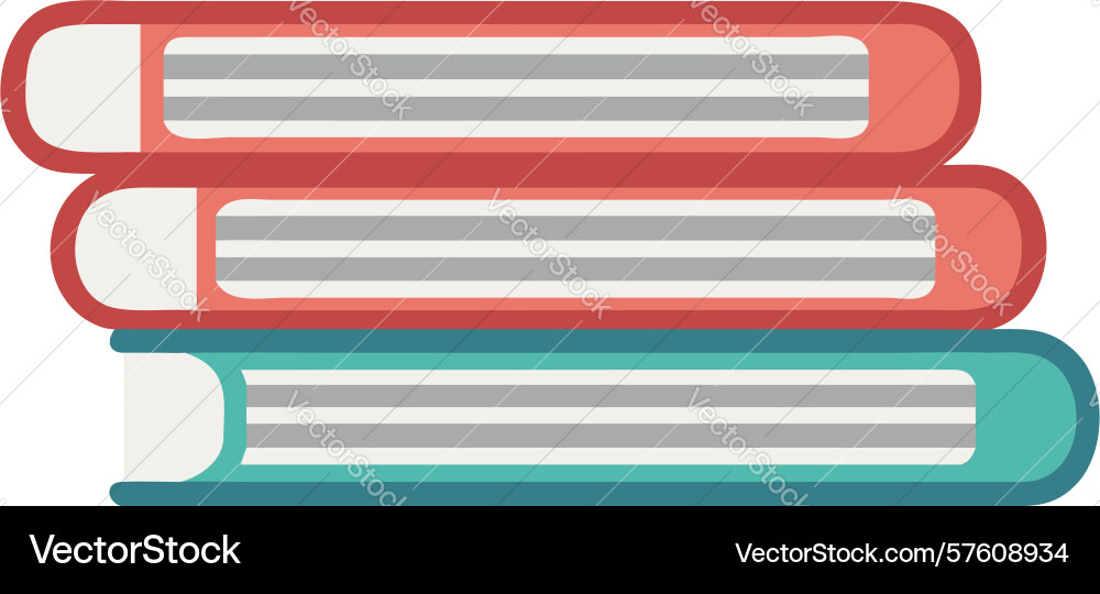 Modern stack of three books with rounded corners vector image