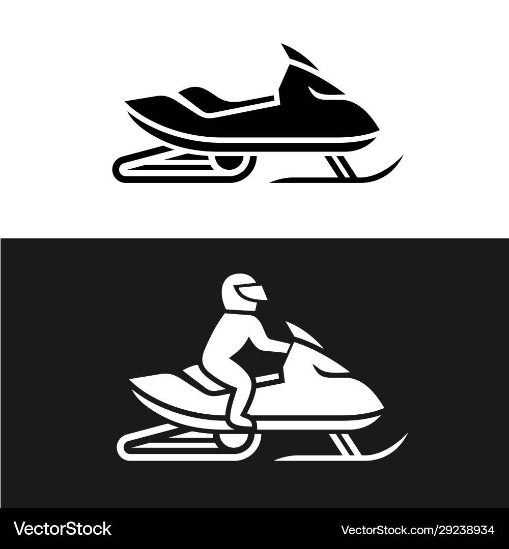 Snowmobile mit Mann fahren und keine Schildseite Snowmobile mit Mann fahren und keine Schildseite vektorbild