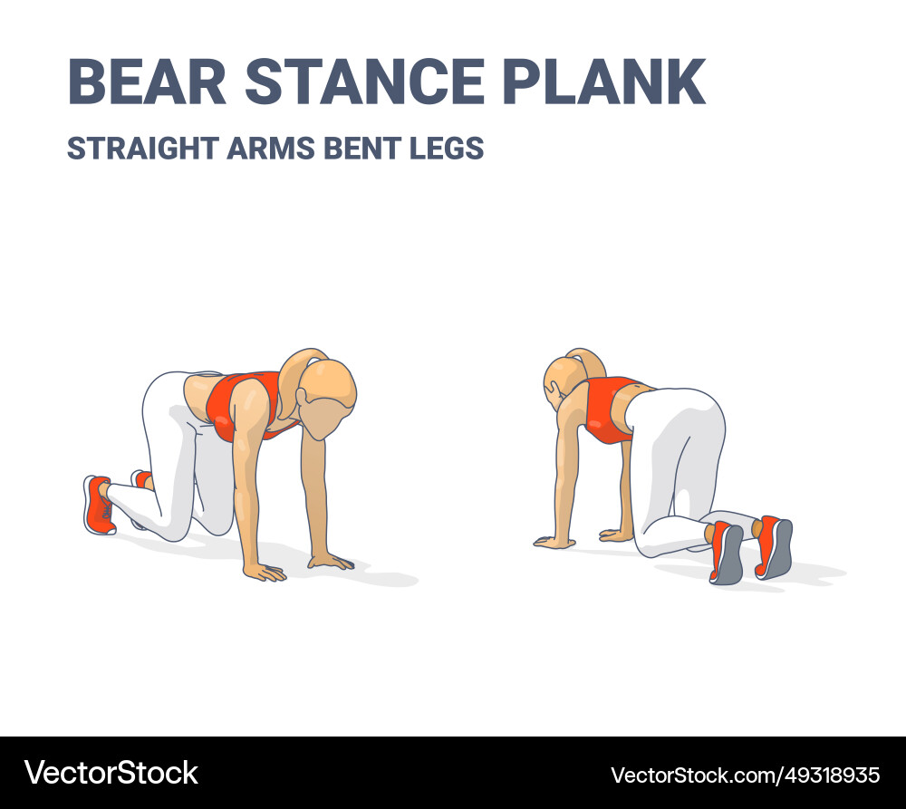Bear plank exercise female home workout routine Vector Image