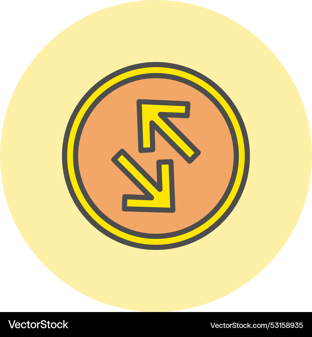 Exchang arrow line filled circle icon Vector Image