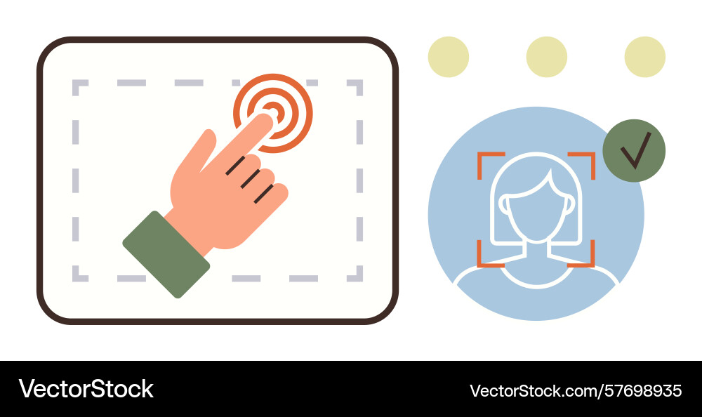 Hand interacting with touchscreen verified user vector image