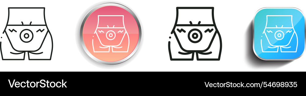 Hemorrhoids icon thin linear regular and button Hemorrhoids icon thin linear regular and button vector image