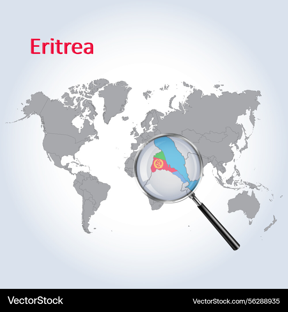 Magnified map of eritrea with the flag Magnified map of eritrea with the flag vector image