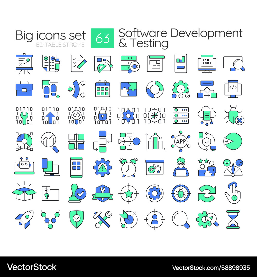 Software Testing & Development Icons Vector Image