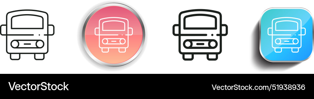 Bus icon thin linear regular and button style Bus icon thin linear regular and button style vector image