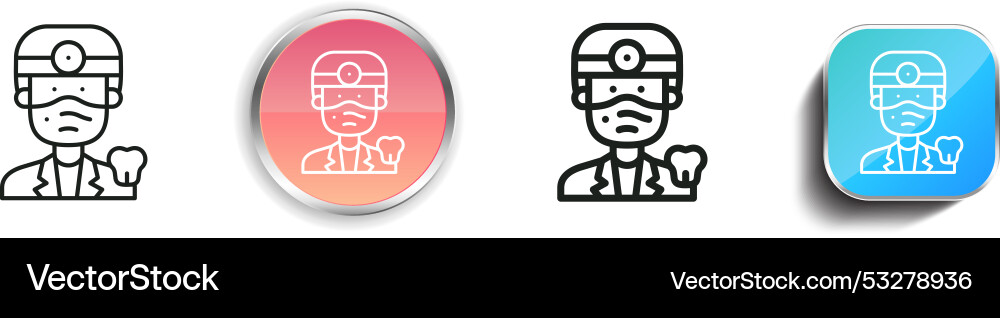 Dentist icon thin linear regular and button style Dentist icon thin linear regular and button style vector image