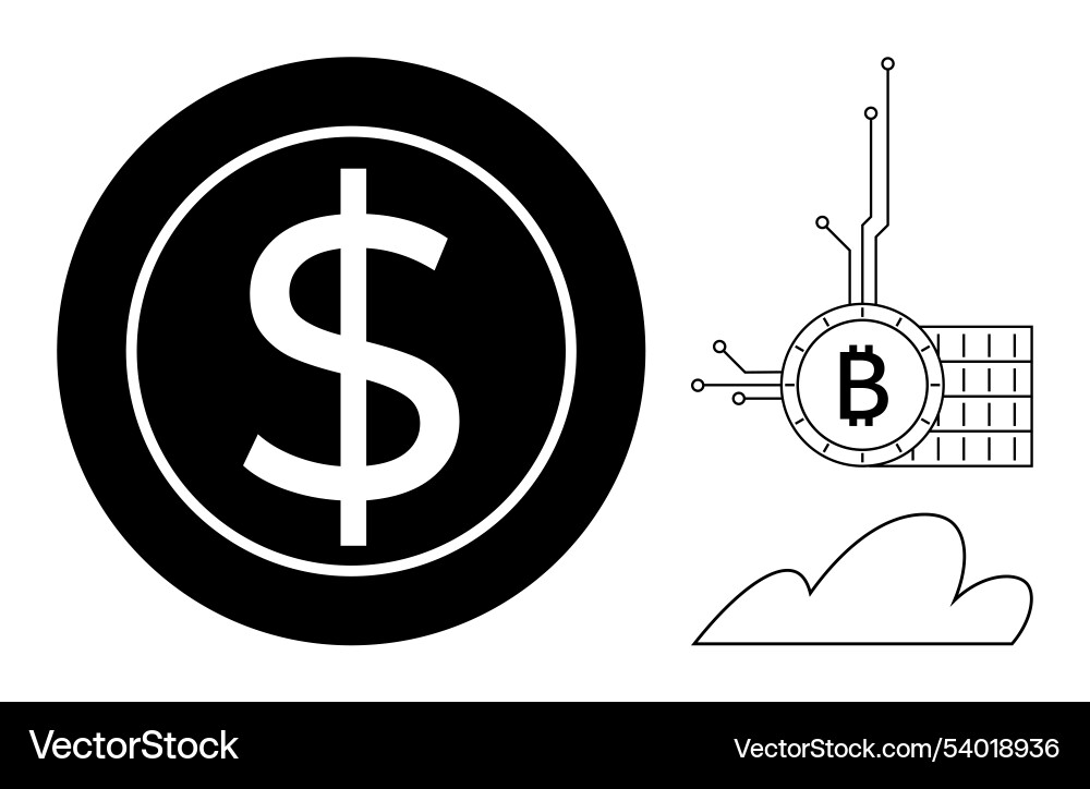 Digitaler Währungsvergleich mit Dollar Digitaler Währungsvergleich mit Dollar vektorbild