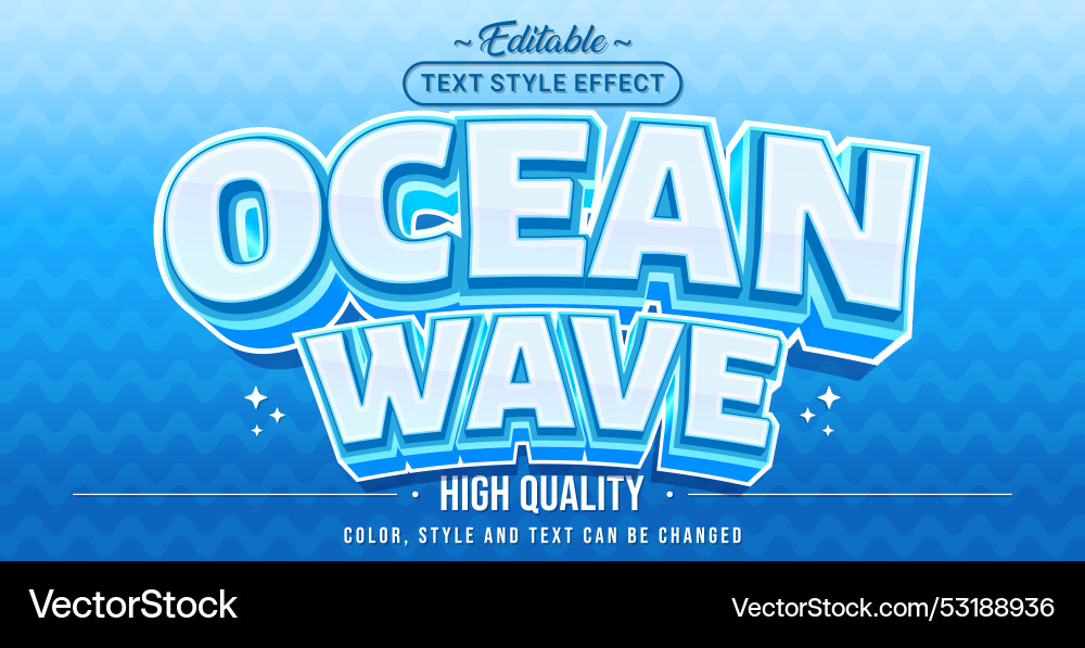 Editable text style effect - ocean wave Editable text style effect - ocean wave Vector Image