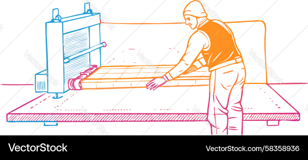 Fabric Feed Machine Operator Vector Image