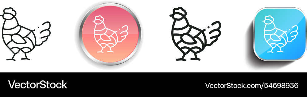 Hen icon thin linear regular and button style Vector Image