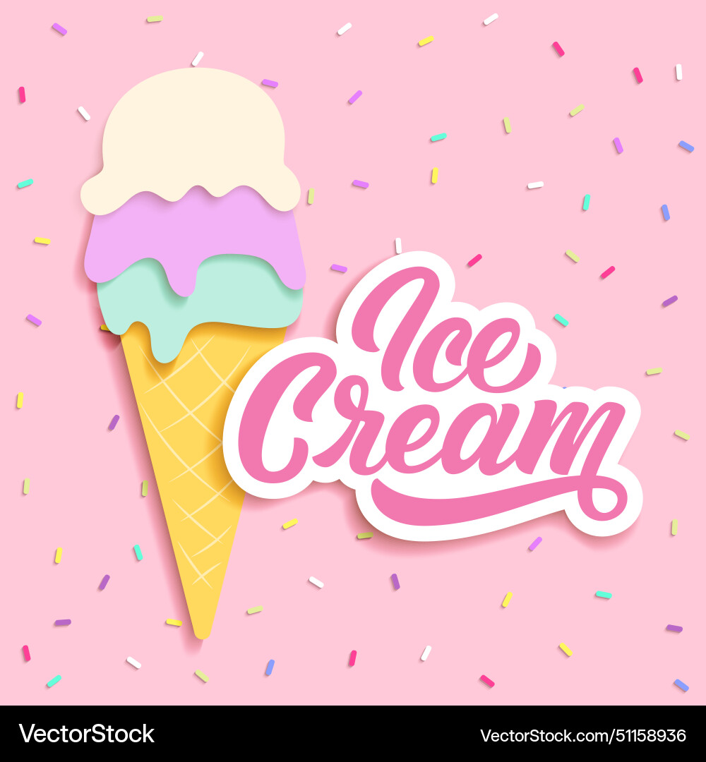 Ice cream hand lettering custom typography Vector Image