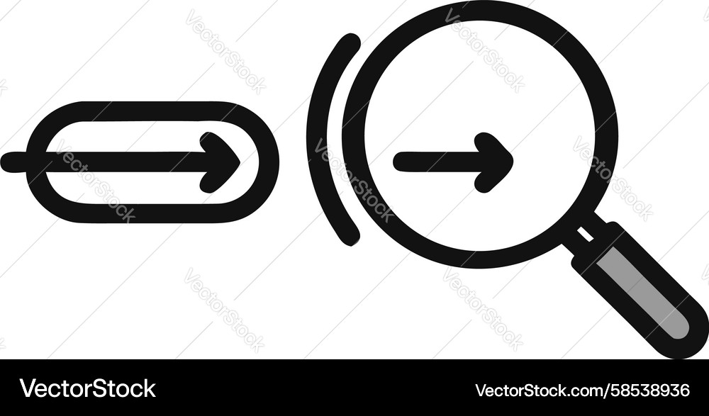 Magnifying Glass with Arrows - Search & Scroll Vector Image