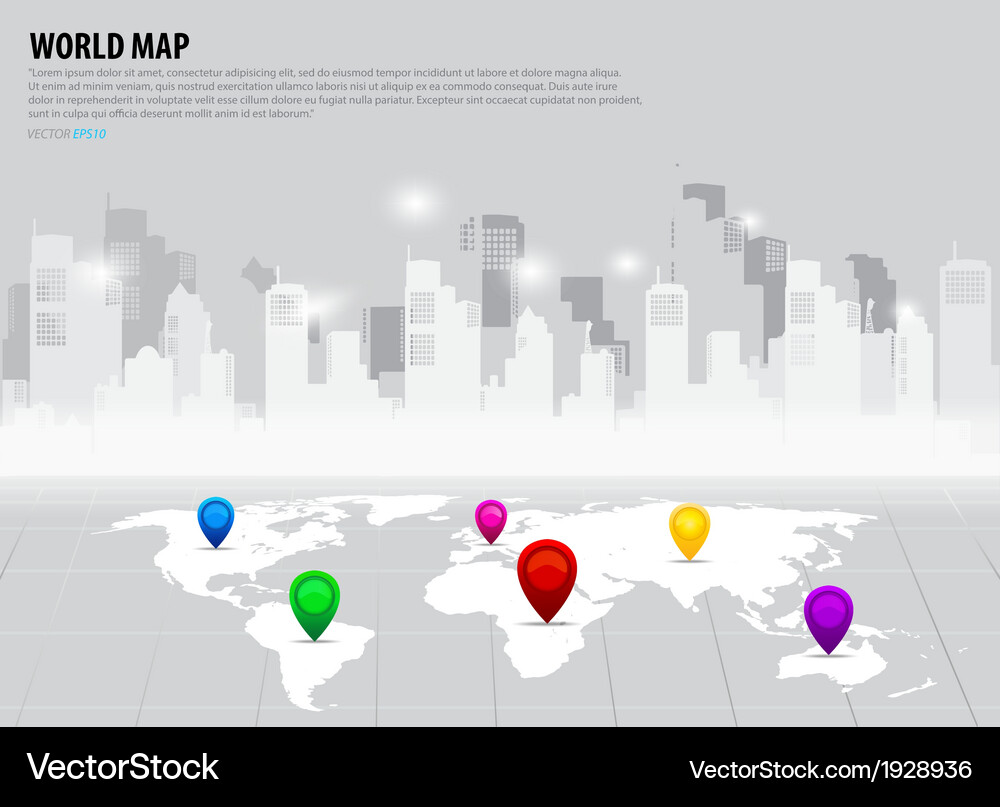 Map pointers and world Vector Image