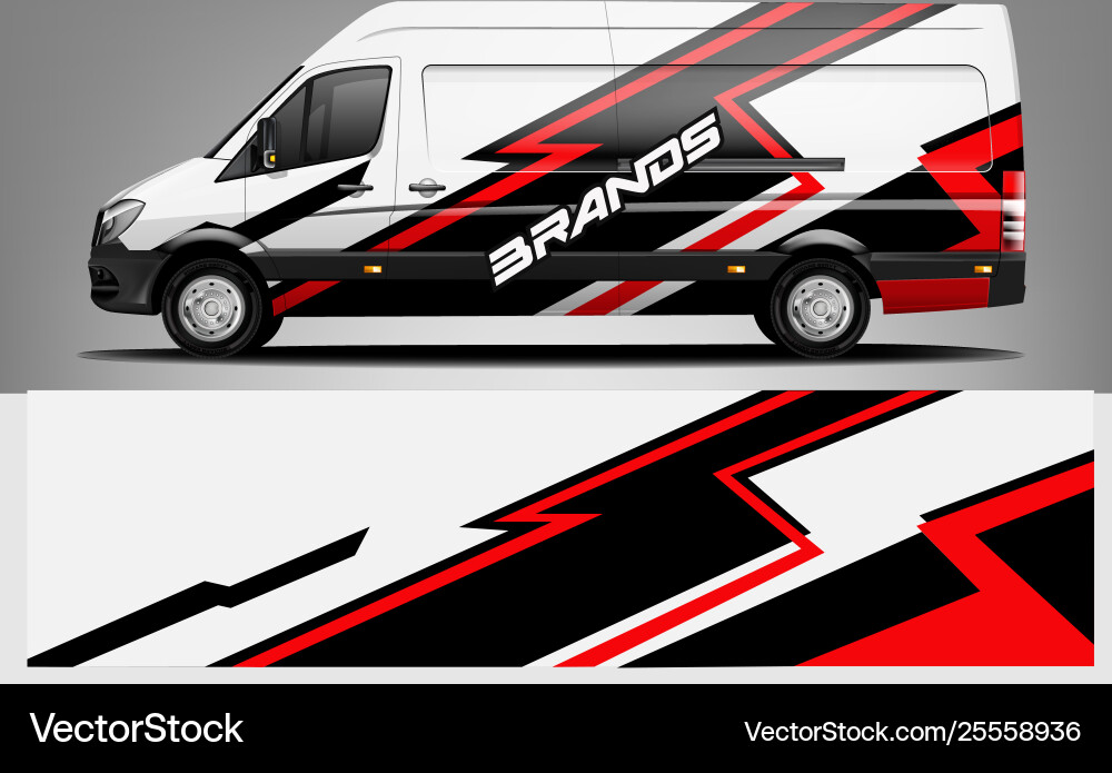 Modern Van Wrap Graphics Vector Image