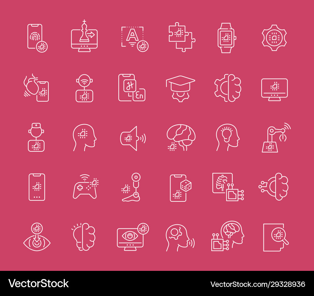 Set line icons artificial intelligence Set line icons artificial intelligence vector image