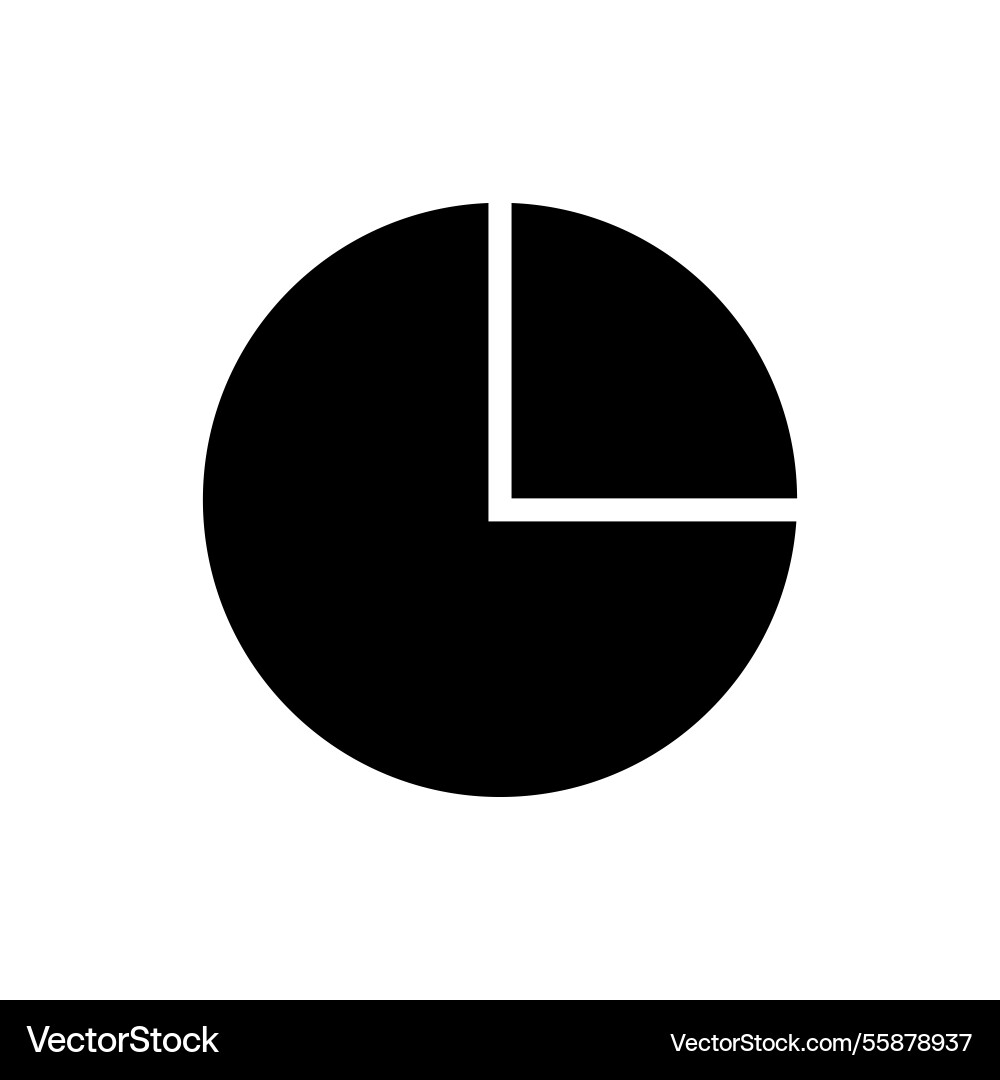 Black pie chart icon for data visualization app Vector Image