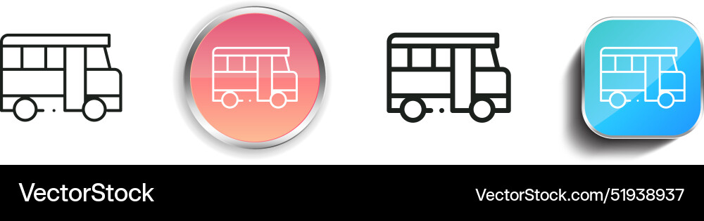 Bus icon thin linear regular and button style vector image