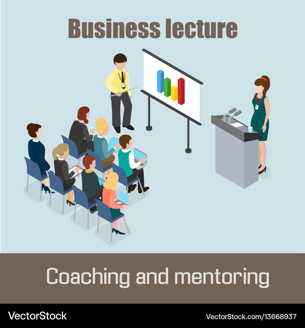 Business lecture coaching and mentoring concept Business lecture coaching and mentoring concept vector image
