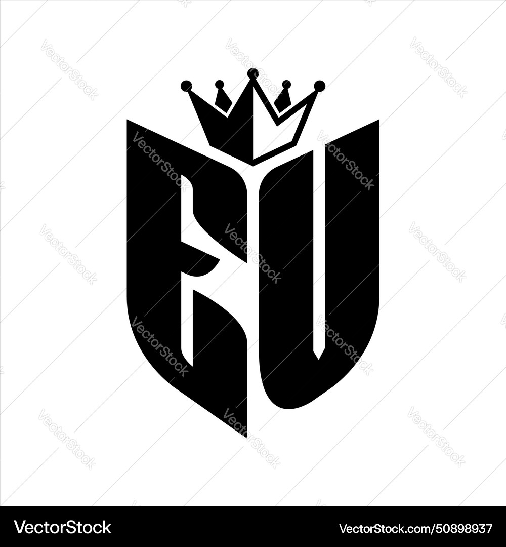 Ev letter monogram with shield shape crown Vector Image