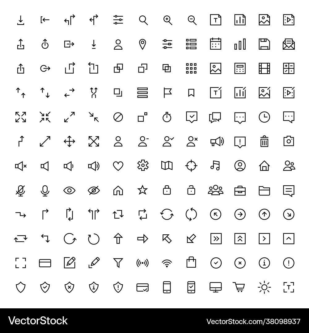 Line basic ui icons pixel perfect editable stroke vector image