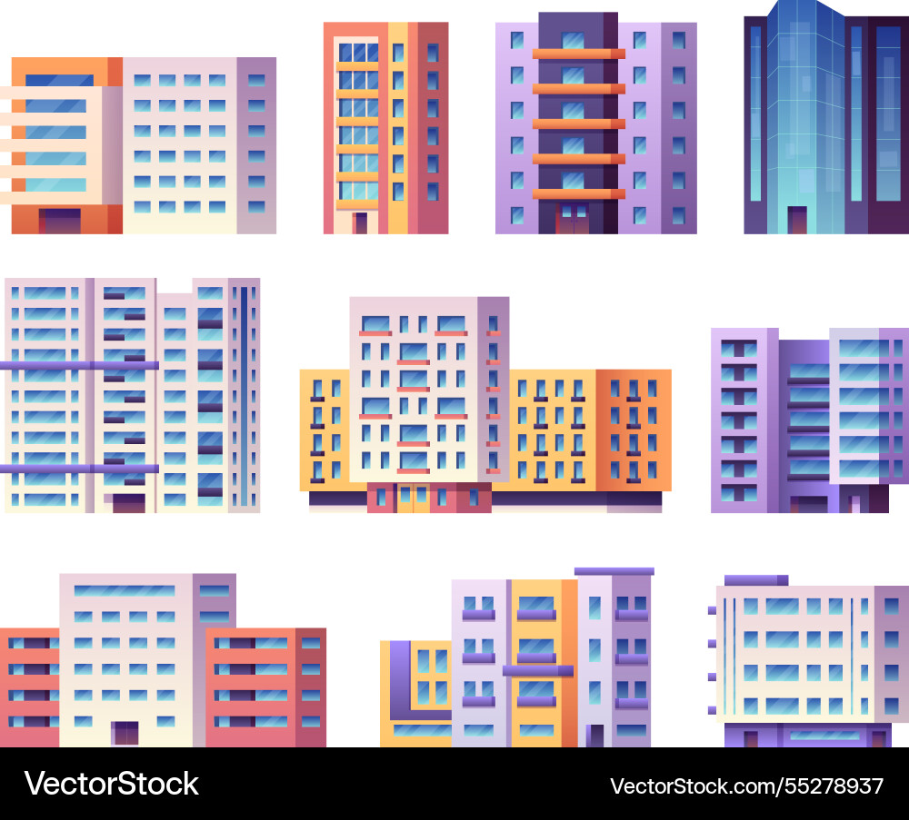 Mehrgeschossige Gebäude Hochhaus Mehrgeschossige Gebäude Hochhaus vektorbild