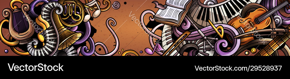 Musikalische Doodle Banner - Instrumente & Noten vektorbild