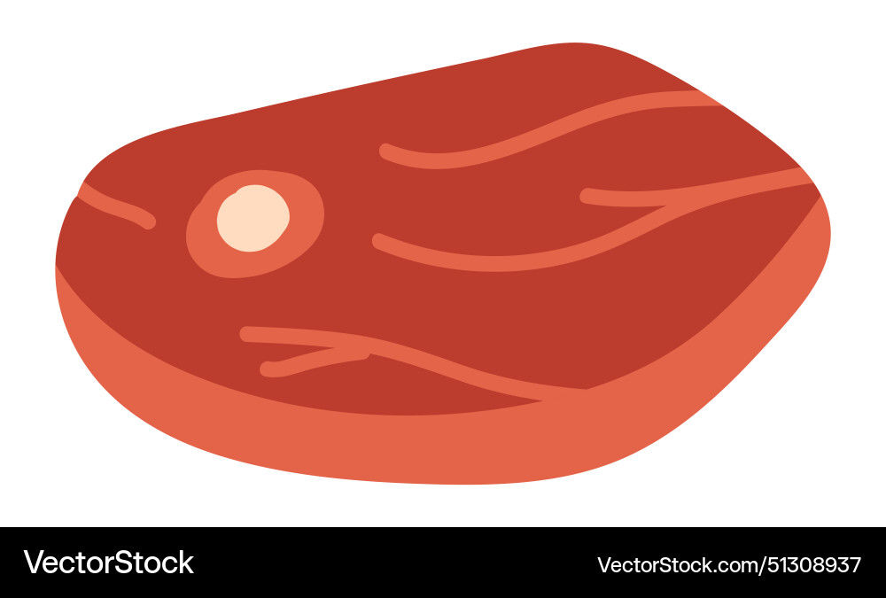 Raw meat slice with bone in flat design beef Vector Image
