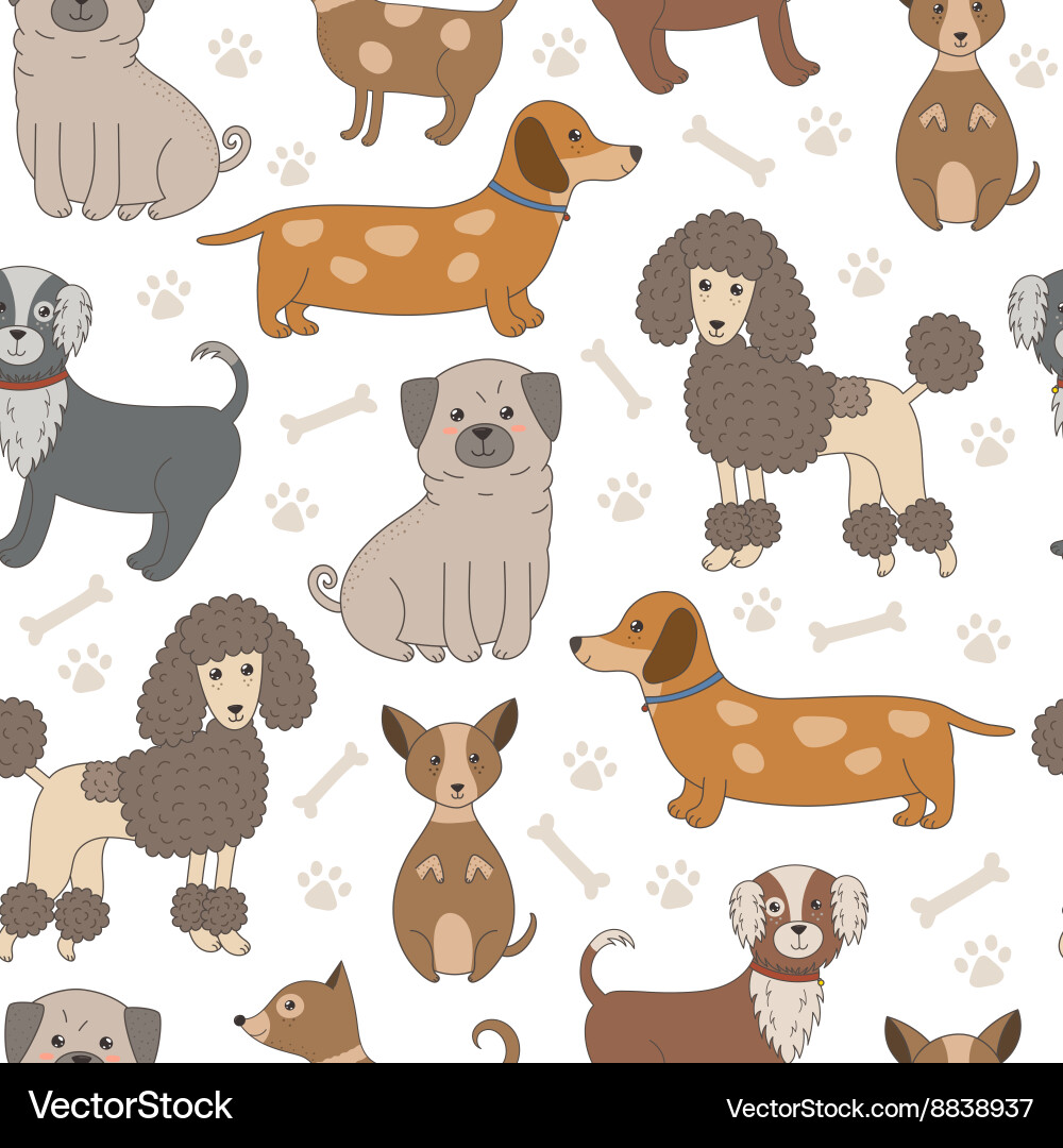 Seamless pattern with cute dogs Royalty Free Vector Image