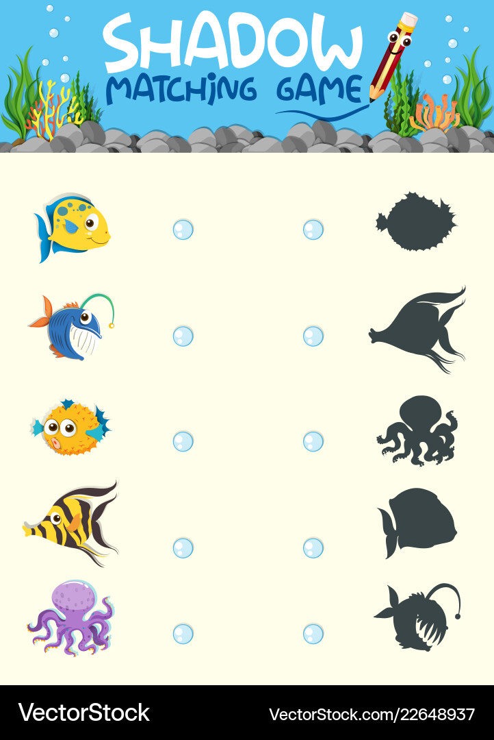Underwater Shadow Matching Game Vector Image