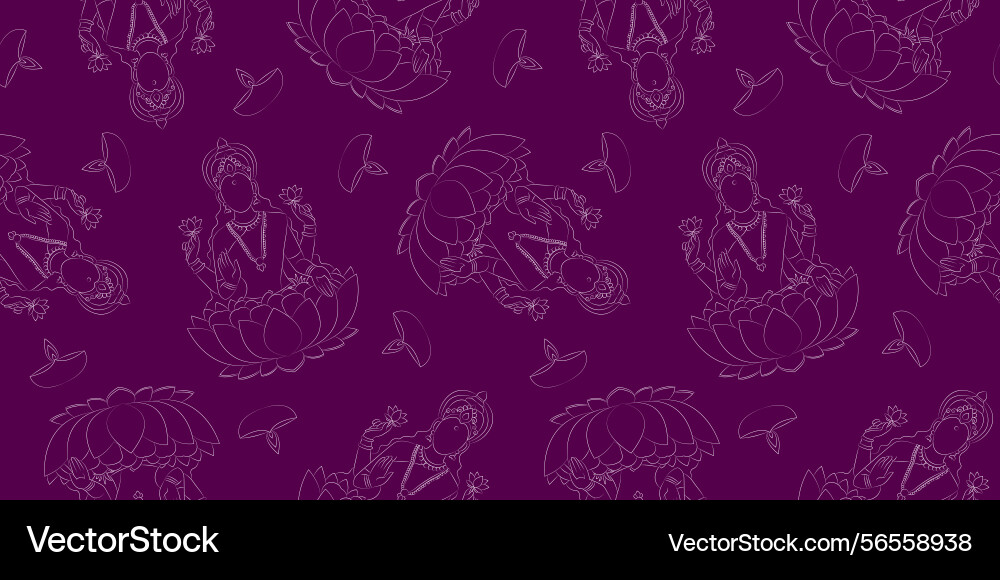 Diwali seamless pattern with goddess lakshmi Diwali seamless pattern with goddess lakshmi vector image