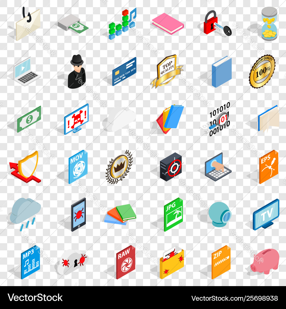 File icons set isometric style vector image